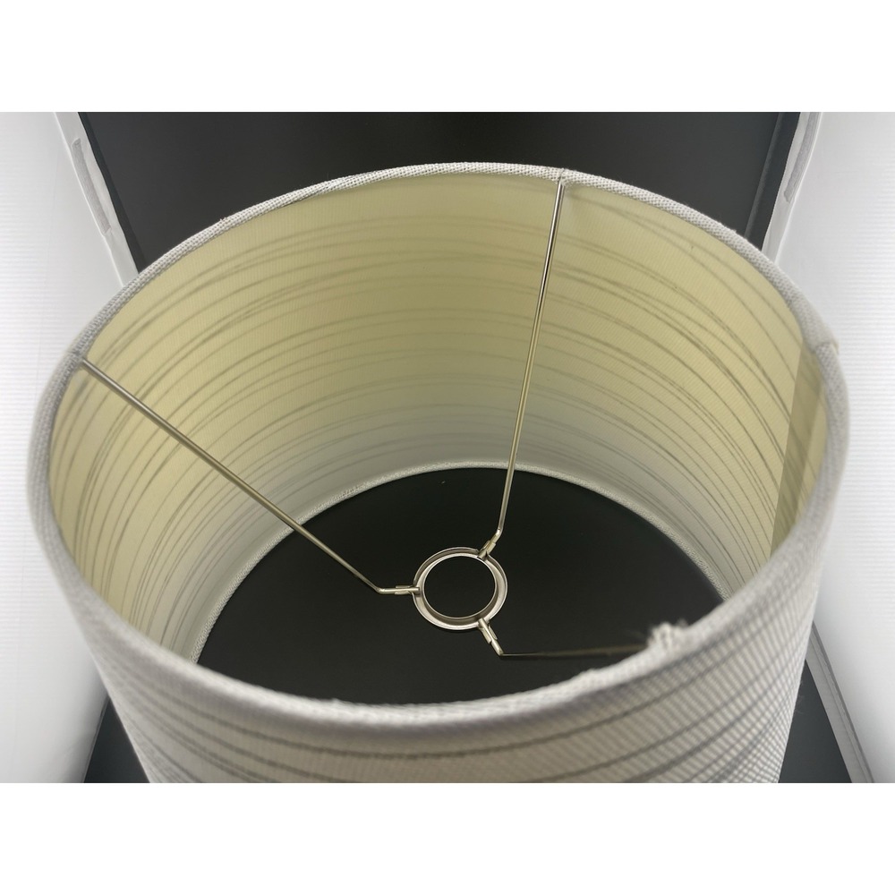 Fabric Lampshade‎ White Off White Silver Metallic Stripe Empire Tapered 9" X 12" - Picture 10 of 11